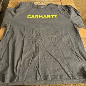Carhartt Gray Tee with Vibrant Yellow Logo